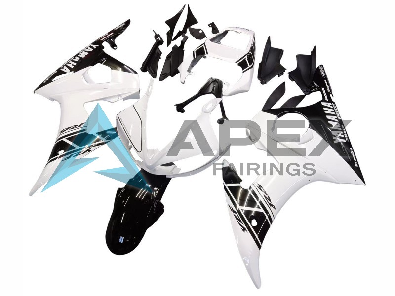 White Glossy Black - Yamaha R6 / YZF-R6 (2003-2004) ABS Fairings | Apex Fairings — view 2