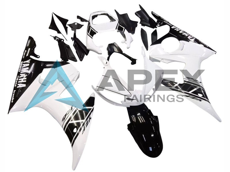 White Glossy Black - Yamaha R6 / YZF-R6 (2003-2004) ABS Fairings | Apex Fairings — view 3