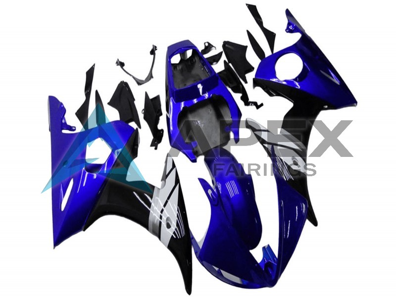 Blue White Glossy Black - Yamaha R6 / YZF-R6 (2003-2004) ABS Fairings | Apex Fairings — view 2