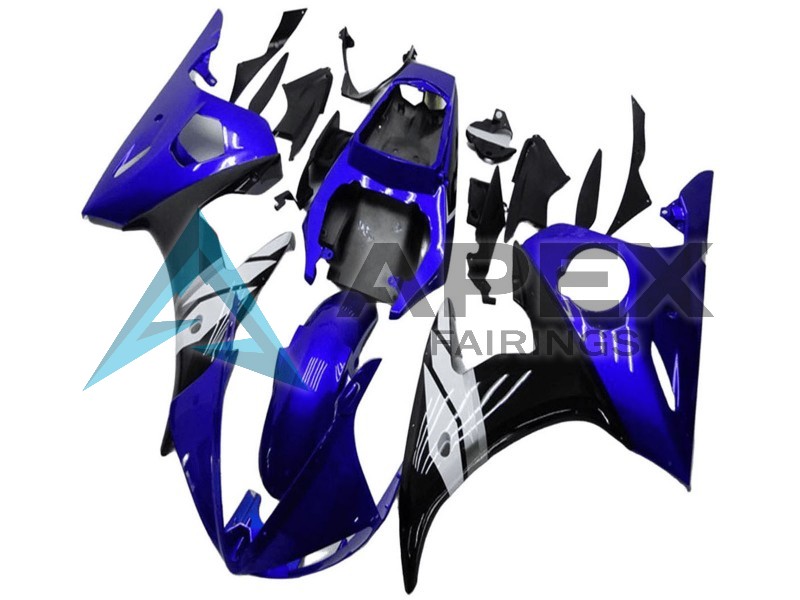 Blue White Glossy Black - Yamaha R6 / YZF-R6 (2003-2004) ABS Fairings | Apex Fairings — view 3