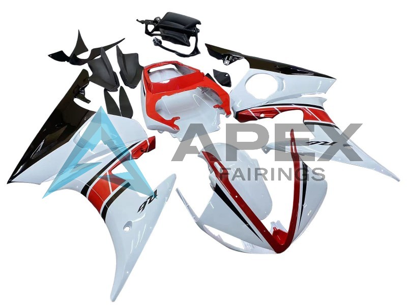 White Red Glossy Black - Yamaha R6 / YZF-R6 (2003-2004) ABS Fairings | Apex Fairings — view 2