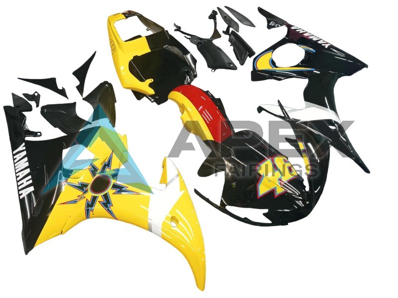 Yellow Red Glossy Black 46 - Yamaha R6 / YZF-R6 (2003-2004) ABS Fairings | Apex Fairings — view 2