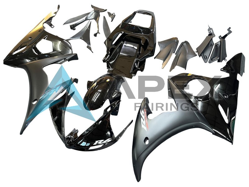 Glossy Black Matte Black Gold Chameleon - Yamaha R6 / YZF-R6 (2003-2004) ABS Fairings | Apex Fairings — view 3