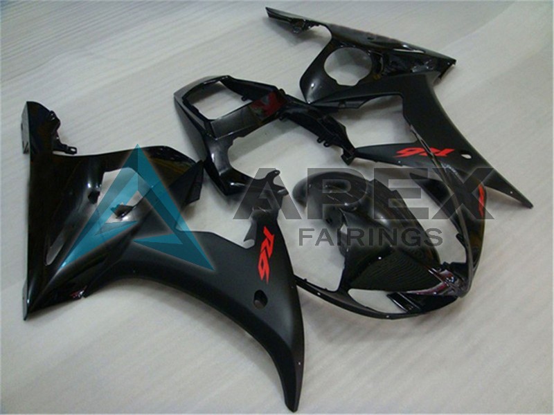 Glossy Black Matte Black Red Decals - Yamaha R6 / YZF-R6 (2003-2004) ABS Fairings | Apex Fairings — view 2