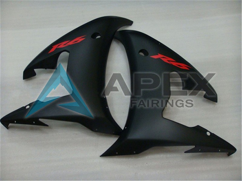 Glossy Black Matte Black Red Decals - Yamaha R6 / YZF-R6 (2003-2004) ABS Fairings | Apex Fairings — view 4