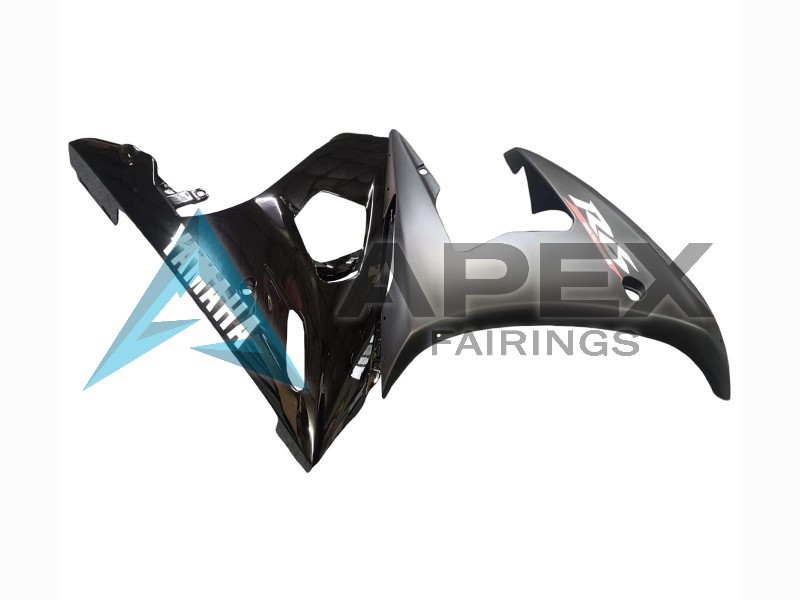 Glossy Black Matte Black White Decals - Yamaha R6 / YZF-R6 (2003-2004) ABS Fairings | Apex Fairings — view 4