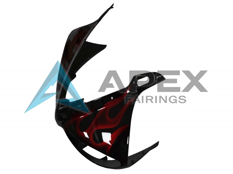 Glossy Black Red Flame - Yamaha R6 / YZF-R6 (2003-2004) ABS Fairings | Apex Fairings — view 4