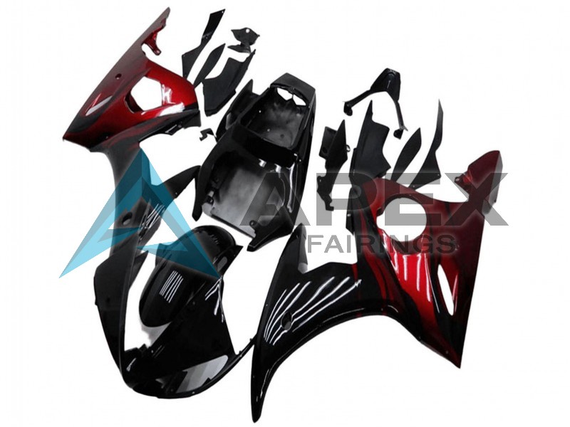 Glossy Black Red - Yamaha R6 / YZF-R6 (2003-2004) ABS Fairings | Apex Fairings — view 3