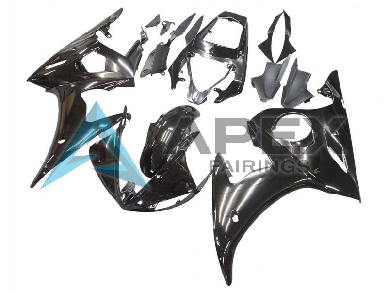 Glossy Black - Yamaha R6 / YZF-R6 (2003-2004) ABS Fairings | Apex Fairings — view 2