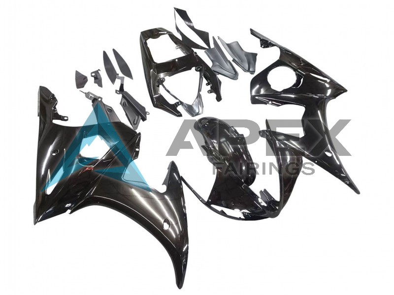 Glossy Black - Yamaha R6 / YZF-R6 (2003-2004) ABS Fairings | Apex Fairings — view 3