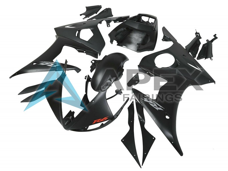 Matte Black - Yamaha R6 / YZF-R6 (2003-2004) ABS Fairings | Apex Fairings — view 2