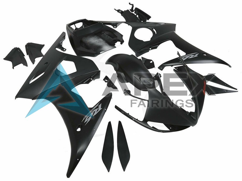 Matte Black - Yamaha R6 / YZF-R6 (2003-2004) ABS Fairings | Apex Fairings — view 3