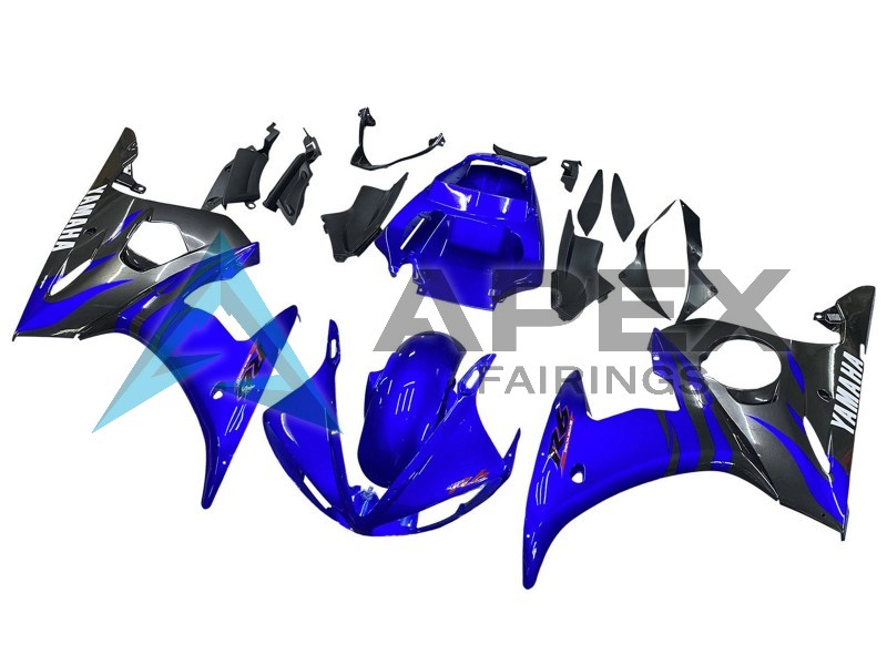 Blue Glossy Black - Yamaha R6 / YZF-R6 (2003-2004) ABS Fairings | Apex Fairings — view 3
