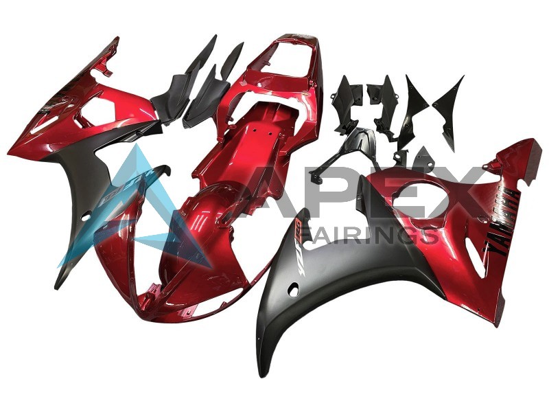 Red Matte Black - Yamaha R6 / YZF-R6 (2003-2004) ABS Fairings | Apex Fairings — view 2