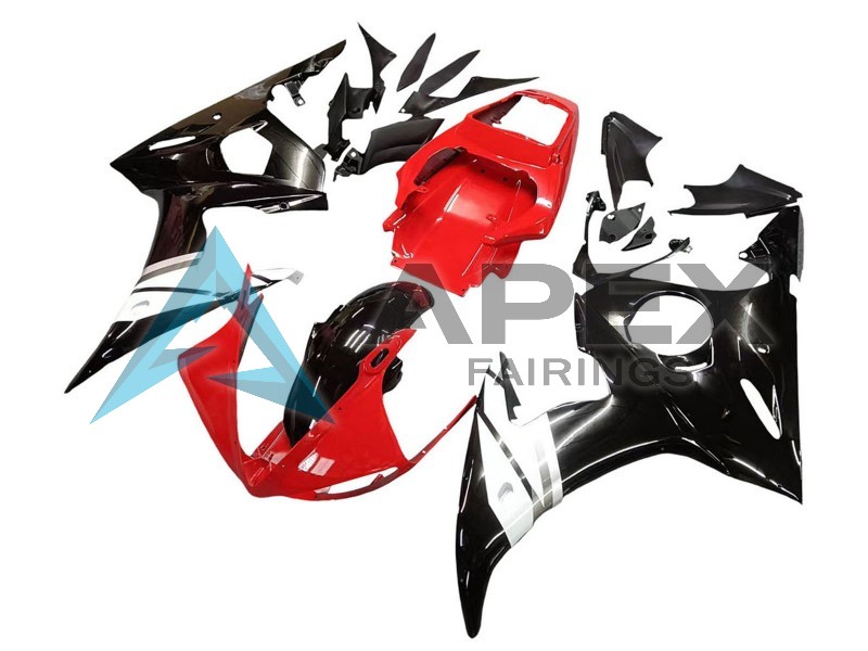 Red White Glossy Black - Yamaha R6 / YZF-R6 (2003-2004) ABS Fairings | Apex Fairings — view 2