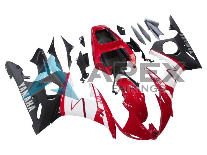 Red White Matte Black - Yamaha R6 / YZF-R6 (2003-2004) ABS Fairings | Apex Fairings — view 2