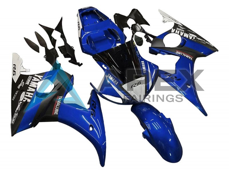White Black Yamalube - Yamaha R6 / YZF-R6 (2005) ABS Fairings | Apex Fairings — view 2