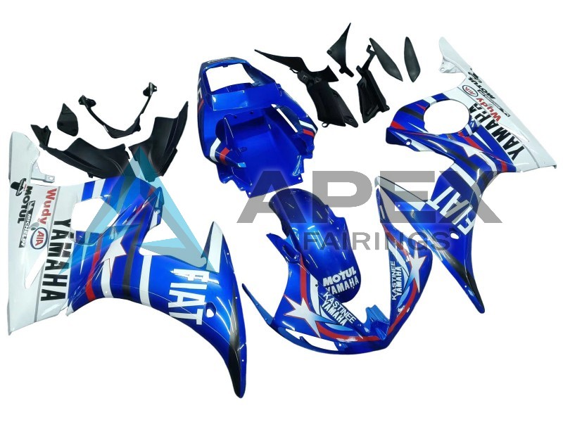 White Red Motul Michelin Fiat - Yamaha R6 / YZF-R6 (2005) ABS Fairings | Apex Fairings — view 2