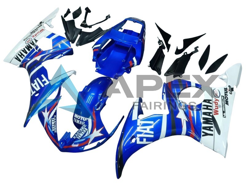 White Red Motul Michelin Fiat - Yamaha R6 / YZF-R6 (2005) ABS Fairings | Apex Fairings — view 3