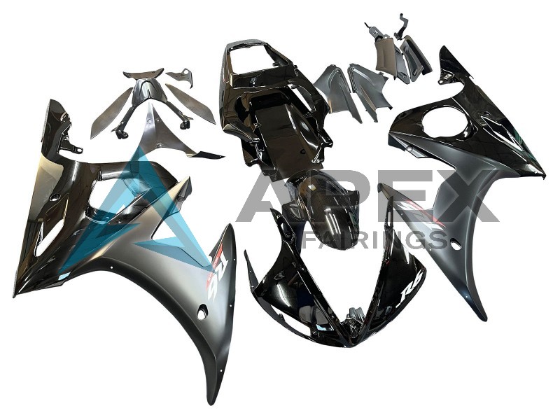 sy Black Matte Black Gold - Yamaha R6 / YZF-R6 (2005) ABS Fairings | Apex Fairings — view 2