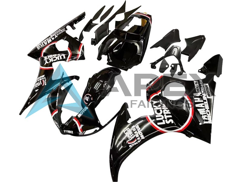 sy Black White Lucky Strike Motul - Yamaha R6 / YZF-R6 (2005) ABS Fairings | Apex Fairings — view 3