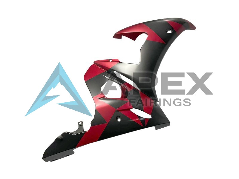 e Black Red Geometric - Yamaha R6 / YZF-R6 (2005) ABS Fairings | Apex Fairings — view 4