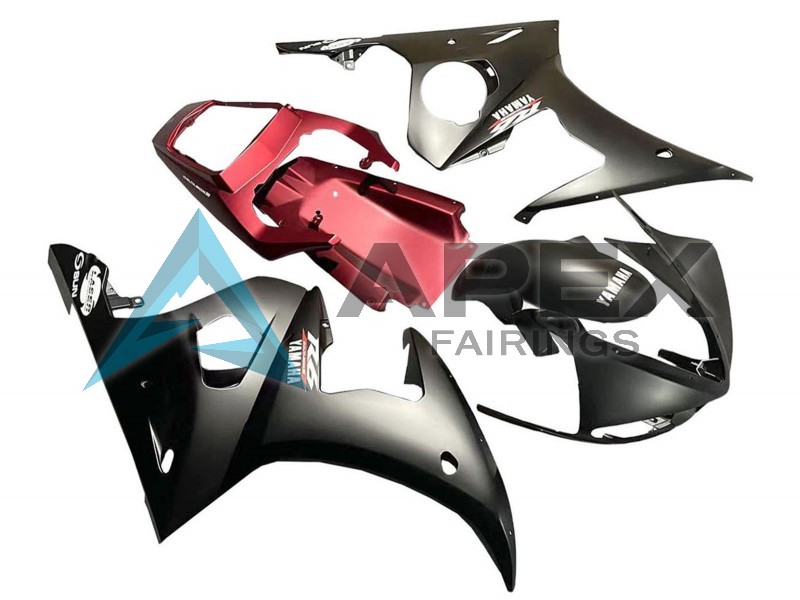 e Black Red - Yamaha R6 / YZF-R6 (2005) ABS Fairings | Apex Fairings — view 2