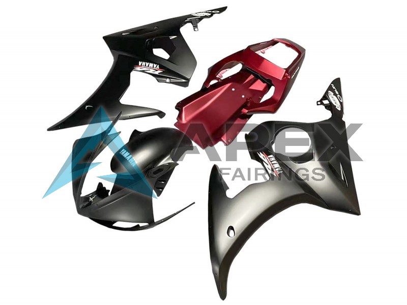 e Black Red - Yamaha R6 / YZF-R6 (2005) ABS Fairings | Apex Fairings — view 3