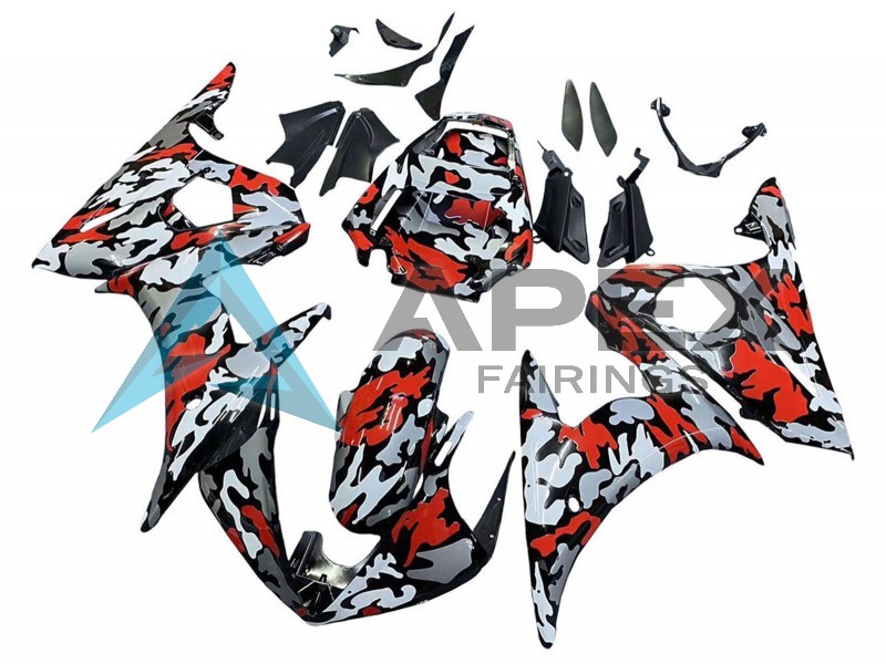 k Red Grey Camouflage - Yamaha R6 / YZF-R6 (2005) ABS Fairings | Apex Fairings — view 3