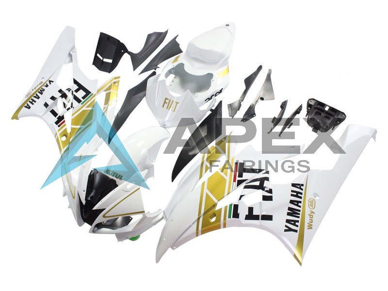 White Gold Black Fiat - Yamaha R6 / YZF-R6 (2006-2007) ABS Fairings | Apex Fairings — view 2