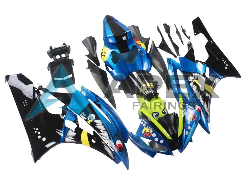 Blue Neon Green Black Shark - Yamaha R6 / YZF-R6 (2006-2007) ABS Fairings | Apex Fairings — view 2