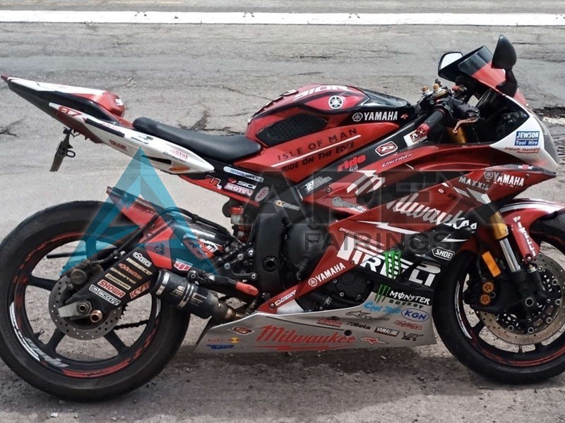 White Red Black Green Monster Milwaukee - Yamaha R6 / YZF-R6 (2006-2007) ABS Fairings | Apex Fairings — view 3