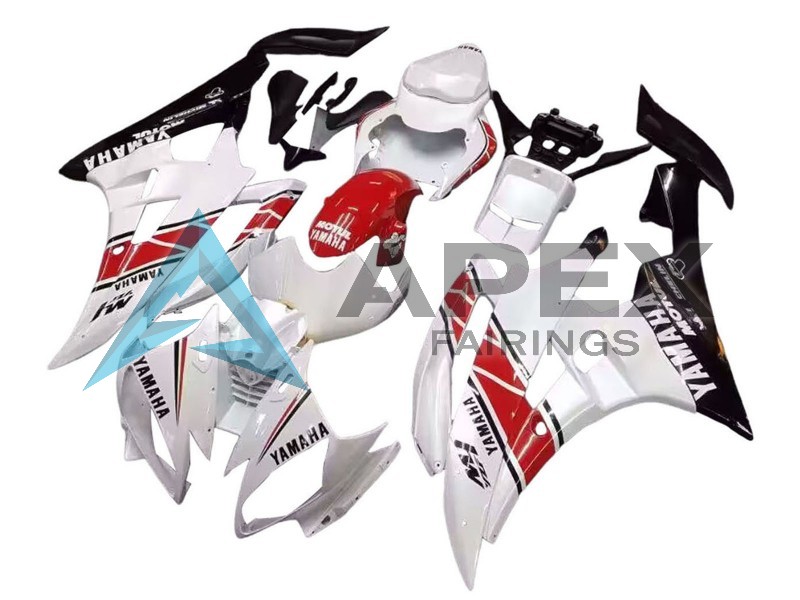 White Red Black Motul - Yamaha R6 / YZF-R6 (2006-2007) ABS Fairings | Apex Fairings — view 3