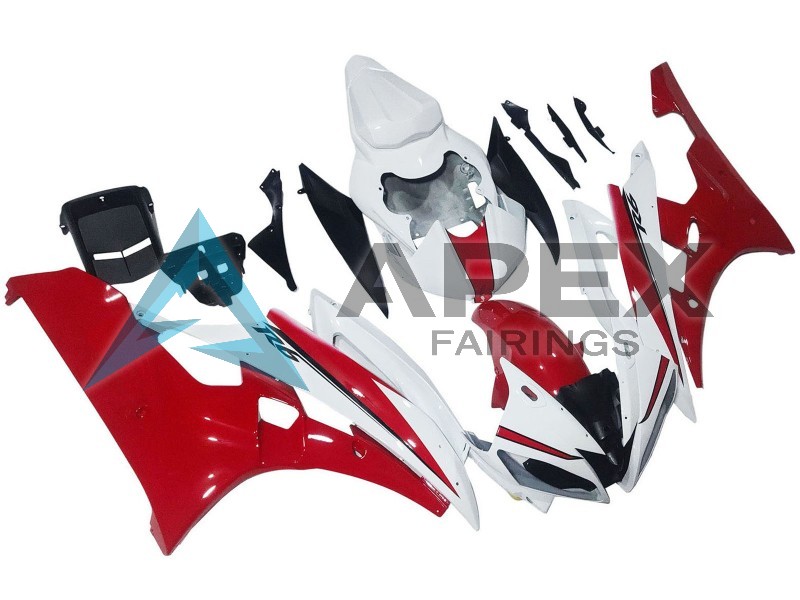 White Red - Yamaha R6 / YZF-R6 (2006-2007) ABS Fairings | Apex Fairings — view 2