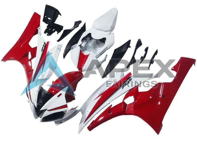 White Red - Yamaha R6 / YZF-R6 (2006-2007) ABS Fairings | Apex Fairings — view 3