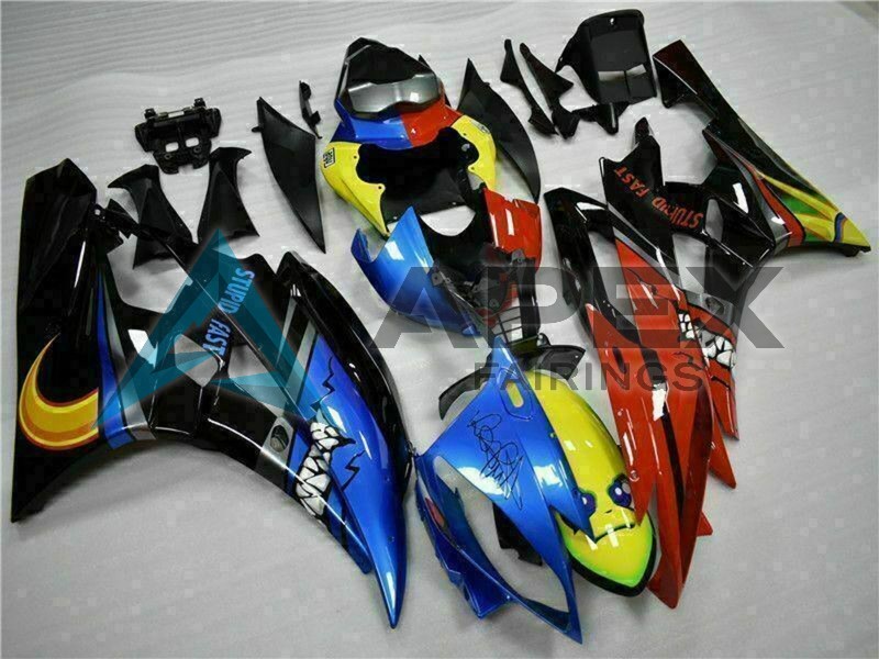 Yellow Blue Red Glossy Black Shark - Yamaha R6 / YZF-R6 (2006-2007) ABS Fairings | Apex Fairings — view 2