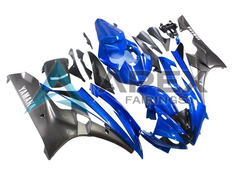 Blue White Glossy Black - Yamaha R6 / YZF-R6 (2006-2007) ABS Fairings | Apex Fairings — view 3