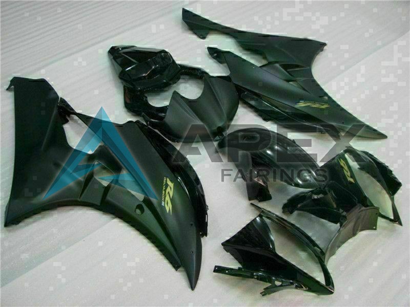 Glossy Black Matte Black Gold Decals - Yamaha R6 / YZF-R6 (2006-2007) ABS Fairings | Apex Fairings — view 2