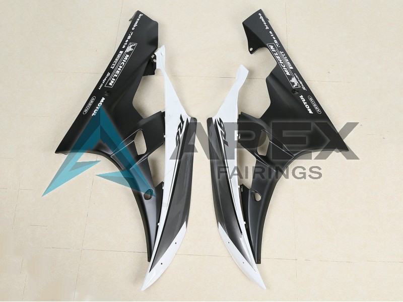 Glossy Black Matte Black White Motul Michelin - Yamaha R6 / YZF-R6 (2006-2007) ABS Fairings | Apex Fairings — view 4