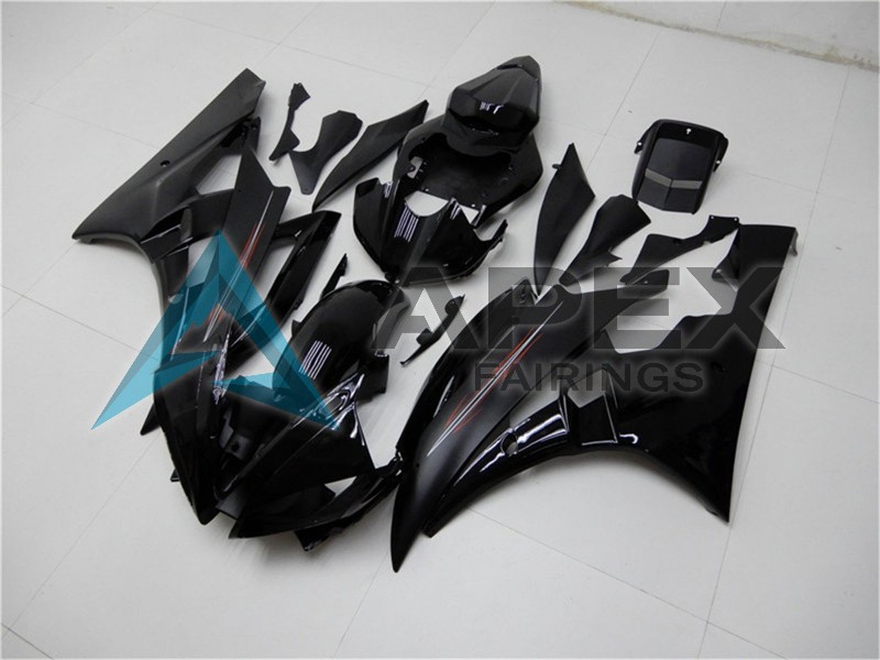 Glossy Black Matte Black - Yamaha R6 / YZF-R6 (2006-2007) ABS Fairings | Apex Fairings — view 2