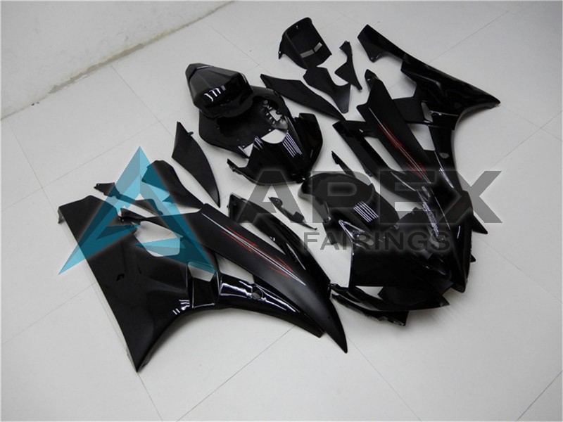 Glossy Black Matte Black - Yamaha R6 / YZF-R6 (2006-2007) ABS Fairings | Apex Fairings — view 3