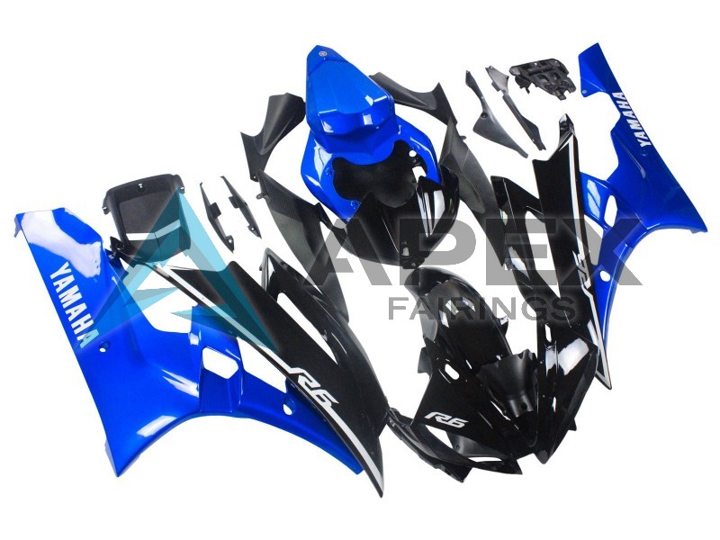 Blue Glossy Black - Yamaha R6 / YZF-R6 (2006-2007) ABS Fairings | Apex Fairings — view 2