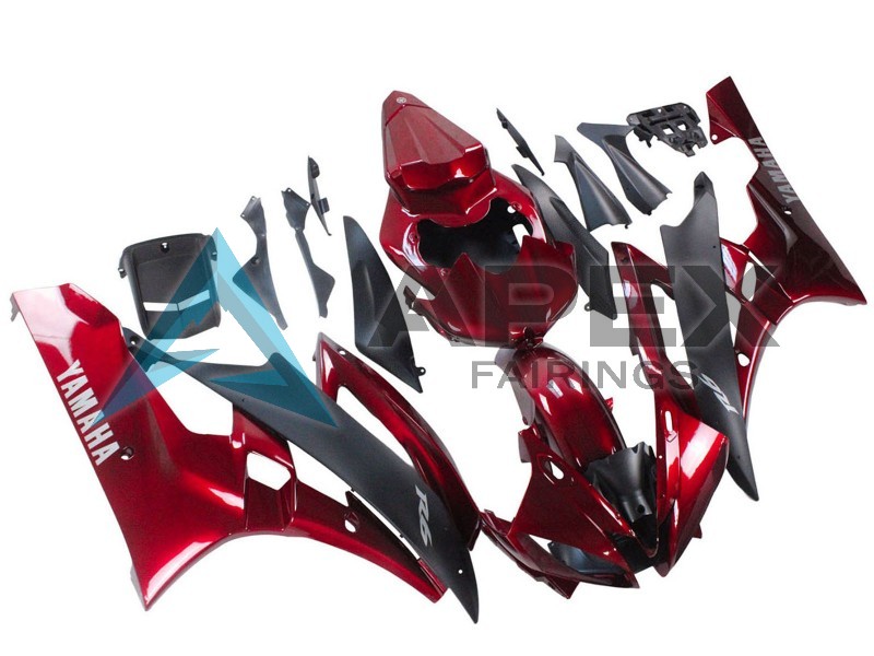 Red Matte Black - Yamaha R6 / YZF-R6 (2006-2007) ABS Fairings | Apex Fairings — view 2
