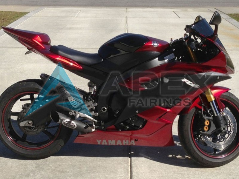 Red Matte Black - Yamaha R6 / YZF-R6 (2006-2007) ABS Fairings | Apex Fairings — view 4