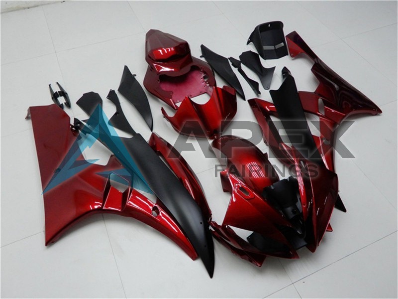 Red Matte Black - Yamaha R6 / YZF-R6 (2006-2007) ABS Fairings | Apex Fairings — view 2