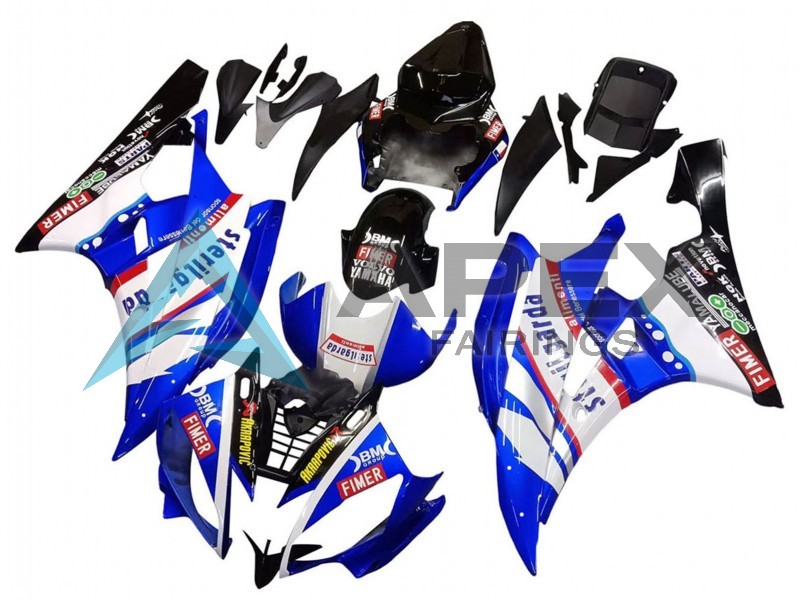 White Blue Black Fimer Volvo Yamalube Sterilgarda - Yamaha R6 / YZF-R6 (2006-2007) ABS Fairings | Apex Fairings — view 2