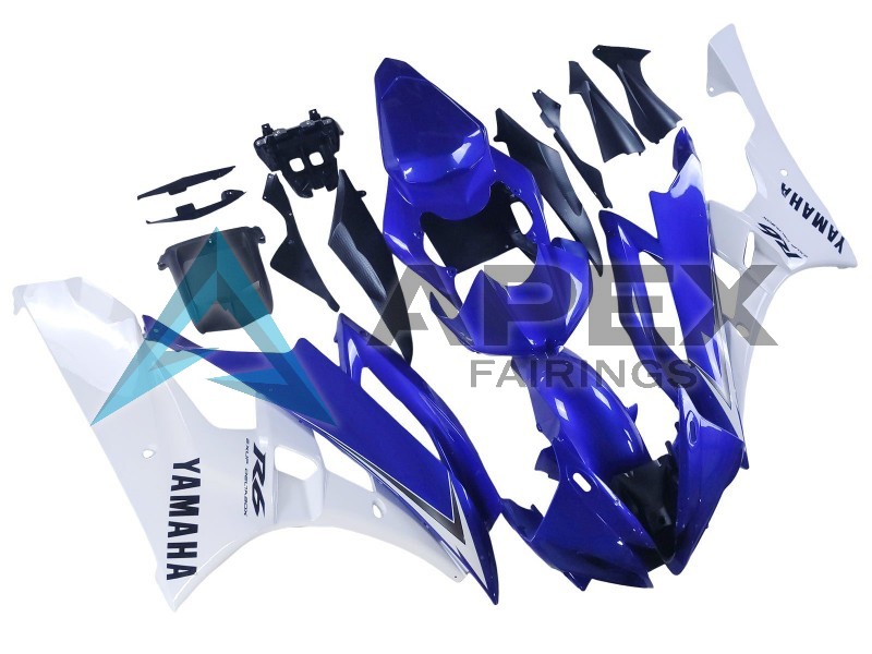 White Blue Black - Yamaha R6 / YZF-R6 (2006-2007) ABS Fairings | Apex Fairings — view 2