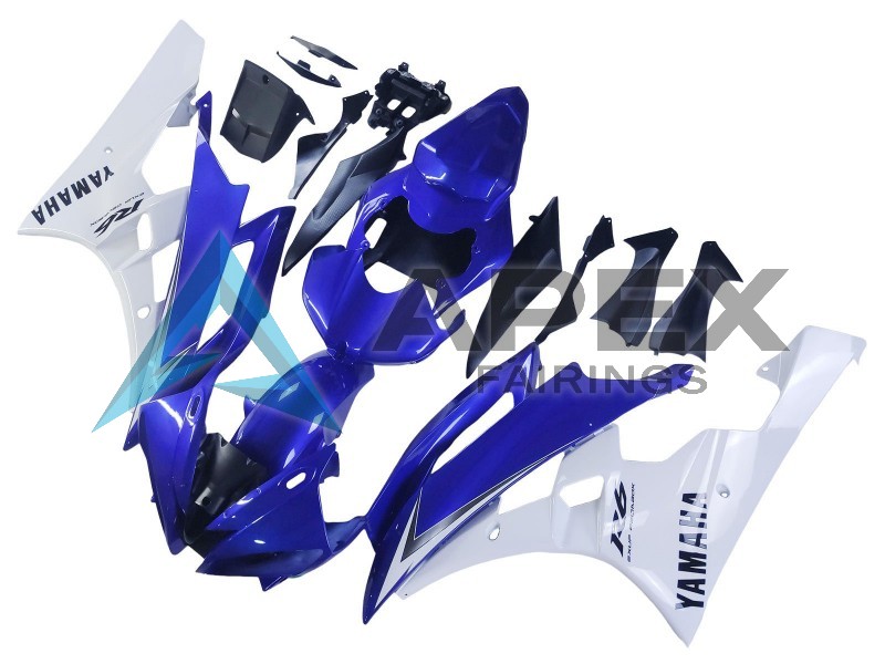 White Blue Black - Yamaha R6 / YZF-R6 (2006-2007) ABS Fairings | Apex Fairings — view 3