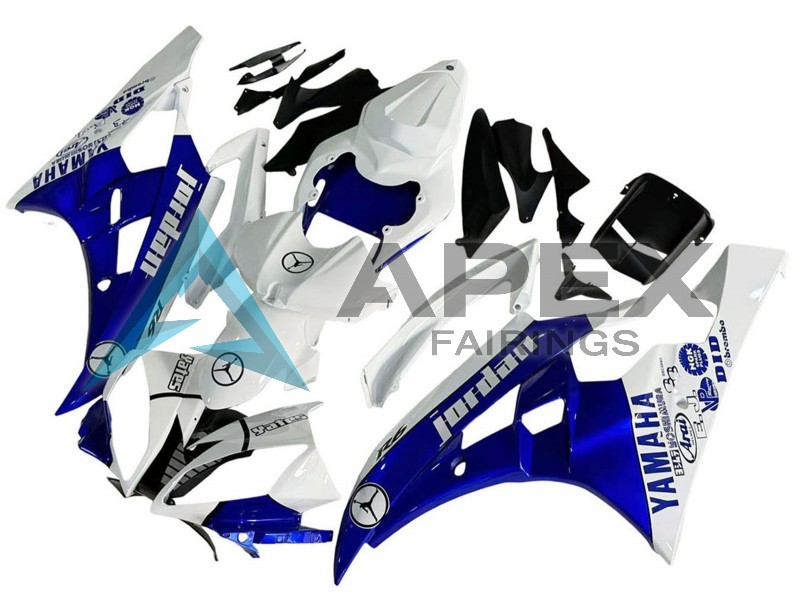 White Blue Jordan - Yamaha R6 / YZF-R6 (2006-2007) ABS Fairings | Apex Fairings — view 2