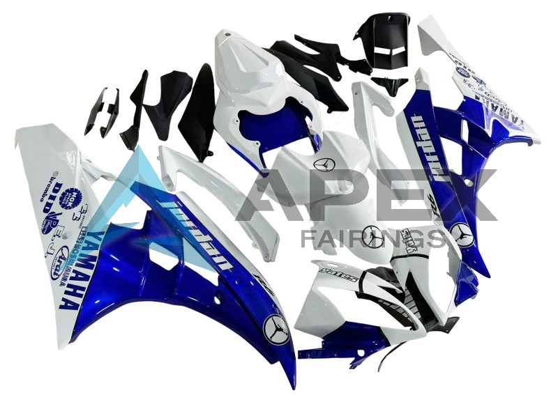 White Blue Jordan - Yamaha R6 / YZF-R6 (2006-2007) ABS Fairings | Apex Fairings — view 3